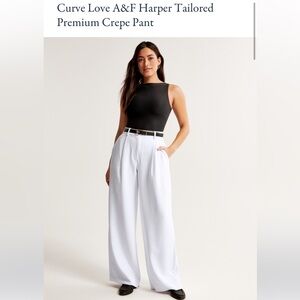 Curve Love A&F Harper Tailored Premium Crepe Pants- White